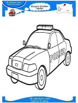 Çocuklar İçin Polis-Arabası Boyama Sayfaları 